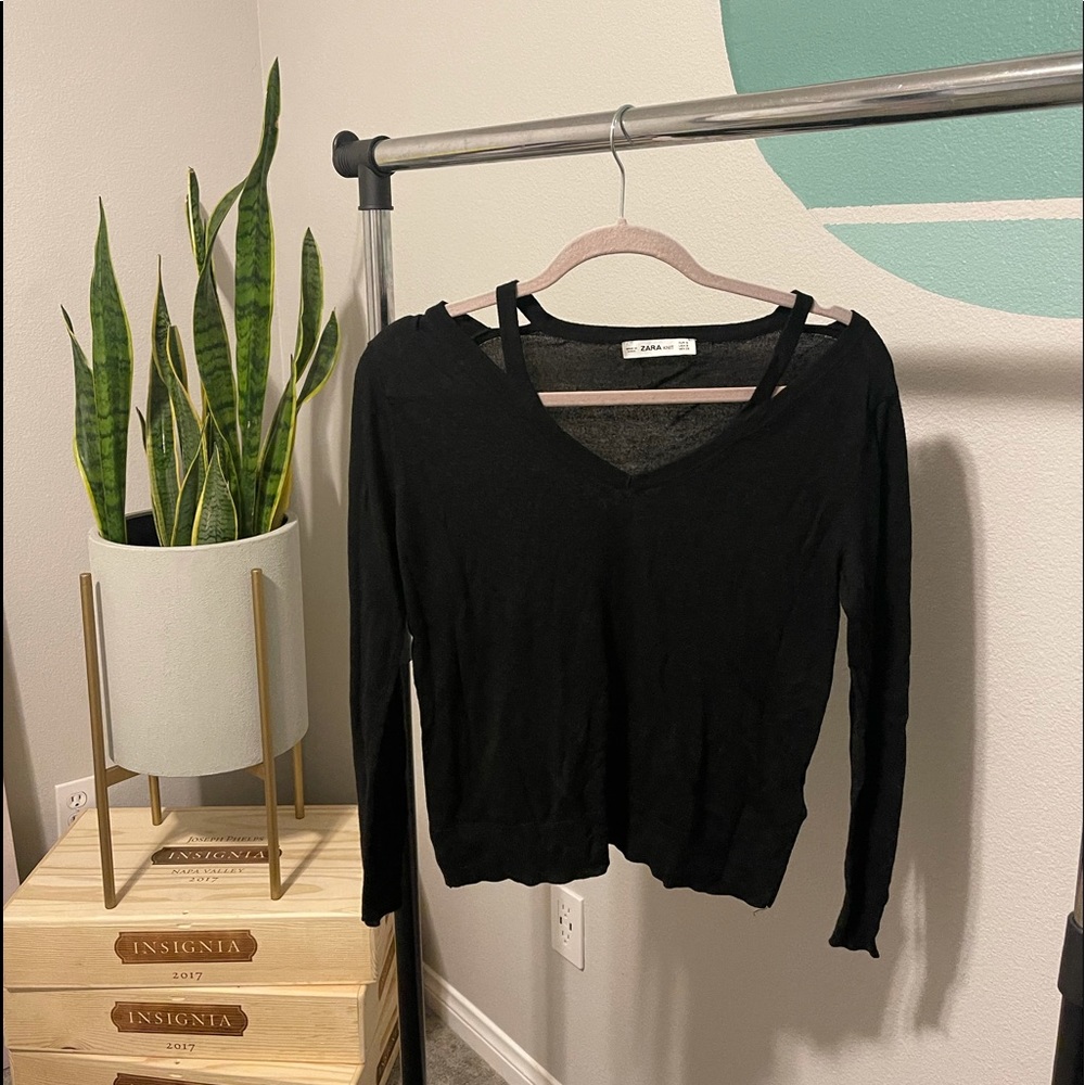Zara Cutout Black Top Size S